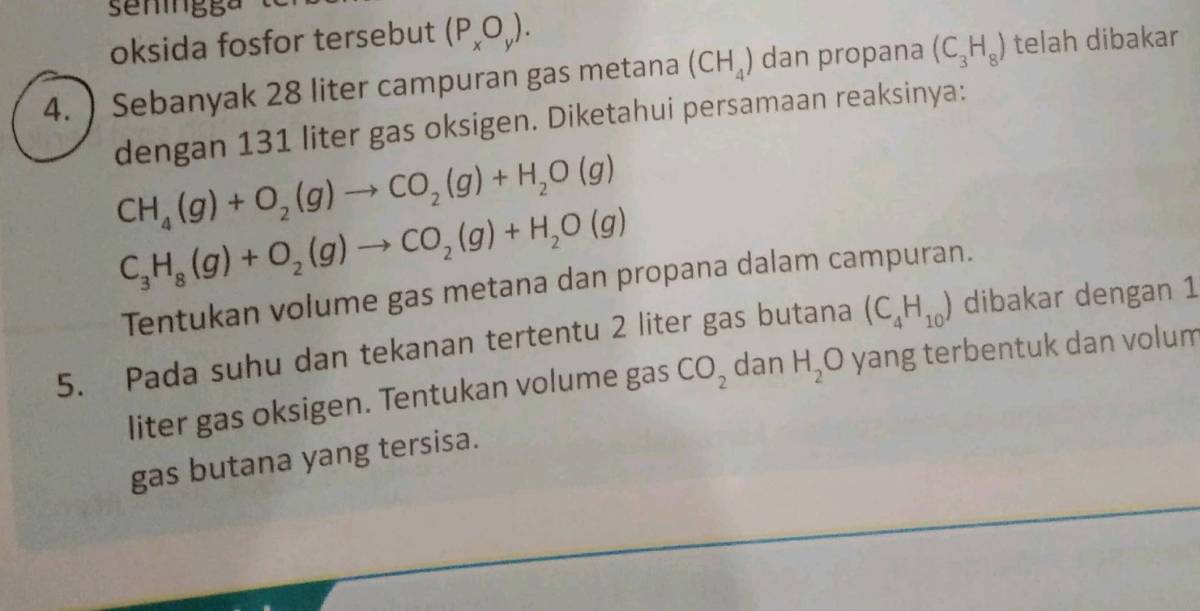Menentukan volume CH4 dan C2H4 dalam campuran 5 L dari CO2 8 L