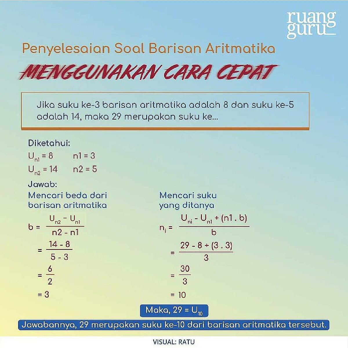 Tiga suku selanjutnya dari barisan 5,10,15,20