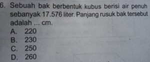 Hitung Volume Bak Mandi Kubus dan Air di Dalamnya