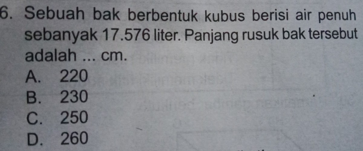 Hitung Volume Bak Mandi Kubus dan Air di Dalamnya