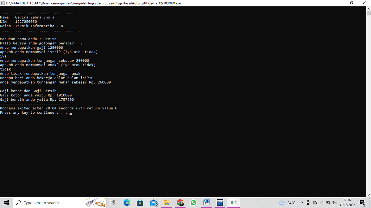 Algoritma Java Menghitung Gaji Mingguan
