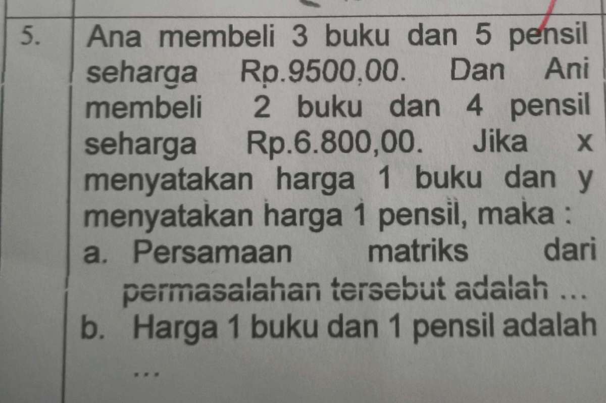 Harga 3 Buku dan 1 Pensil Berdasarkan Harga Buku Sama 3 Pensil