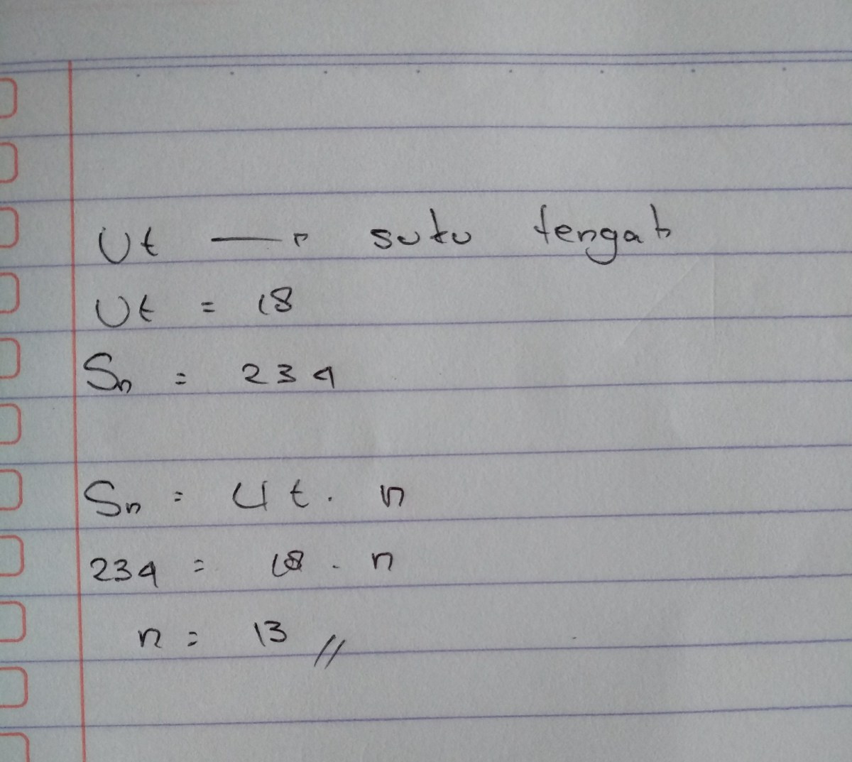 Berapa banyak suku deret 24, 22, 30 untuk jumlah 150