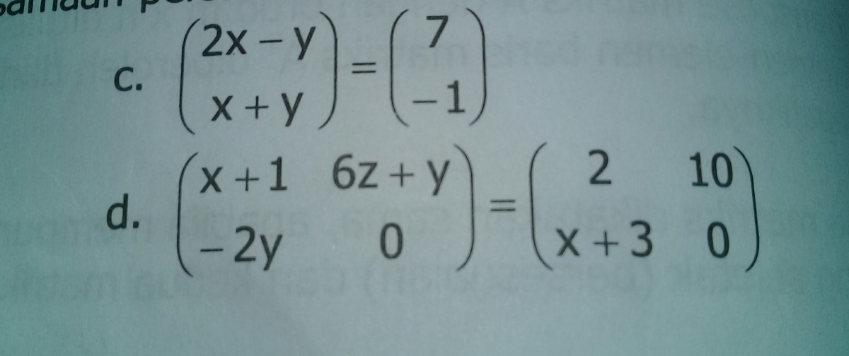 Menentukan hubungan nilai X, Y, Z dari persamaan