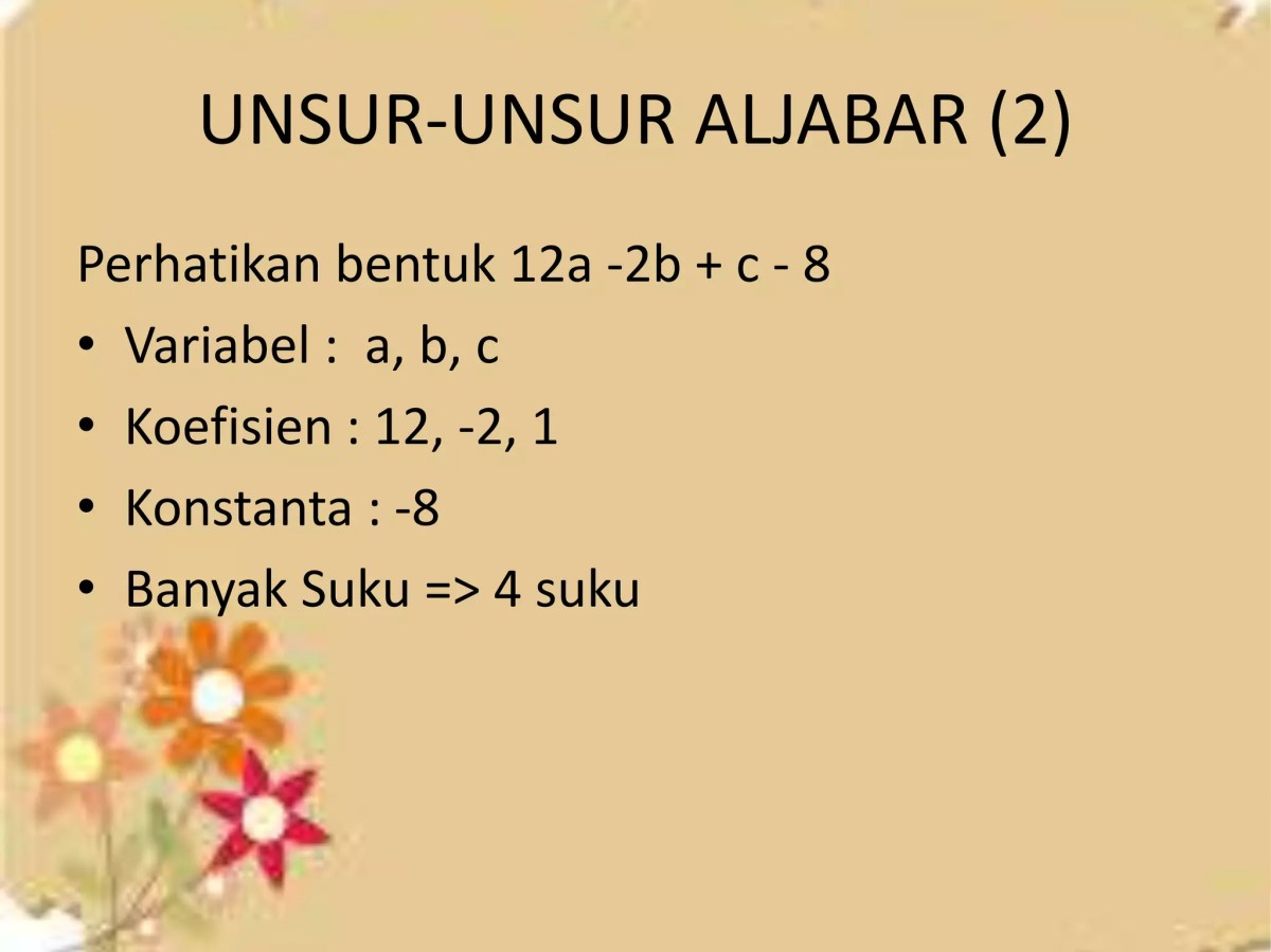 Bentuk aljabar 4a + 2b - a + 3b