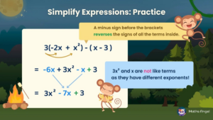 Simplify expression -5ab+4a+2ab+3a-4