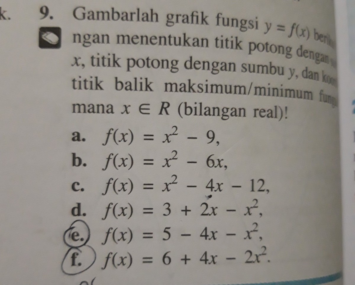 Koordinat Titik Potong Grafik Kuadrat dengan Sumbu X