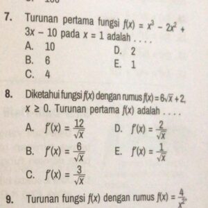 Turunan Pertama f(x)=3x³+2x²-½x+7
