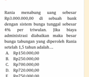 Lama Menabung Rudy dengan Bunga 25% hingga Tabungan 950.000