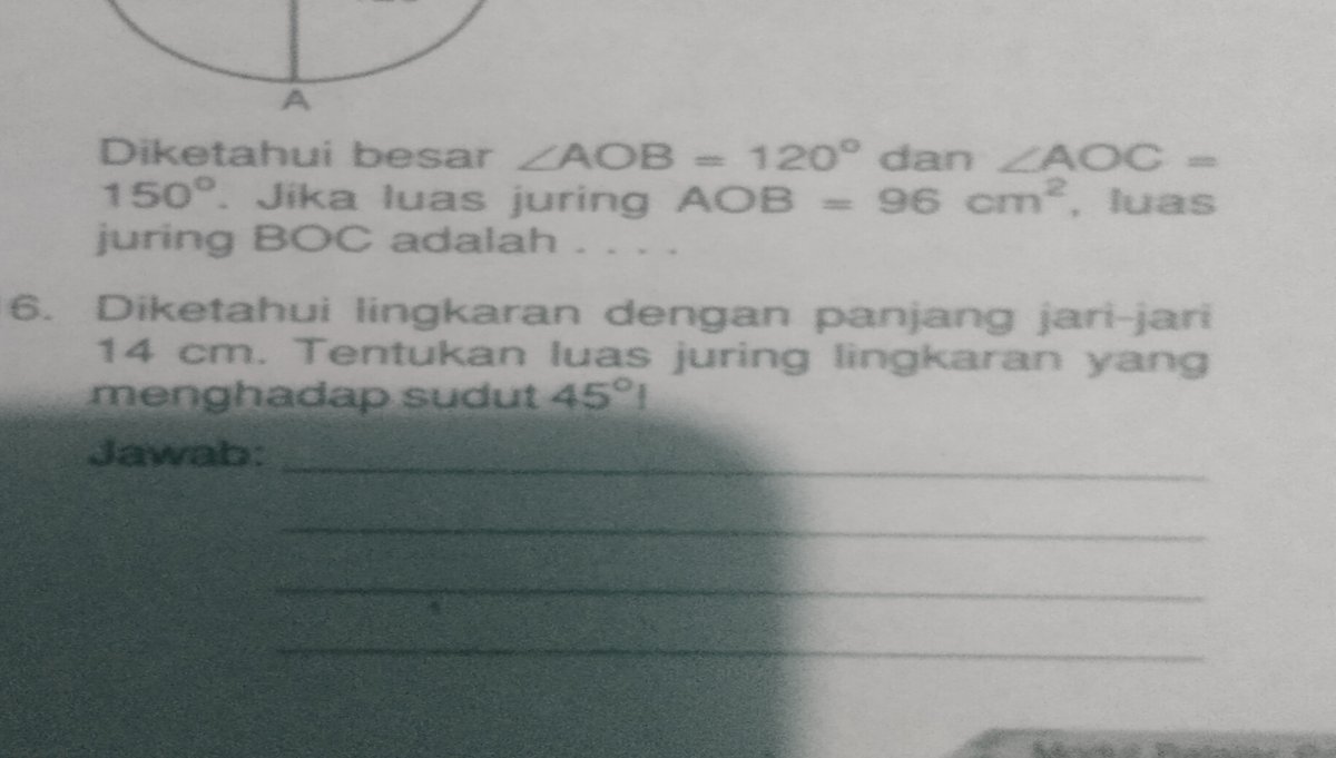 Hitung Luas Juring COD Jika Juring AOB 84 cm²