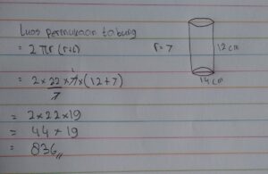Luas Permukaan Benda Hasil Potongan Tabung 3 Bagian Sama Besar