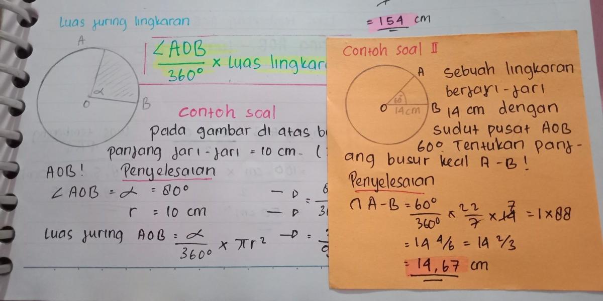 Hitung Panjang Busur dan Luas Juring Lingkaran r=84 cm θ=30°