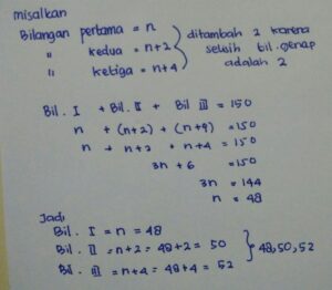 Jumlah tiga bilangan genap berurutan 78, nilai terbesar dan terkecil