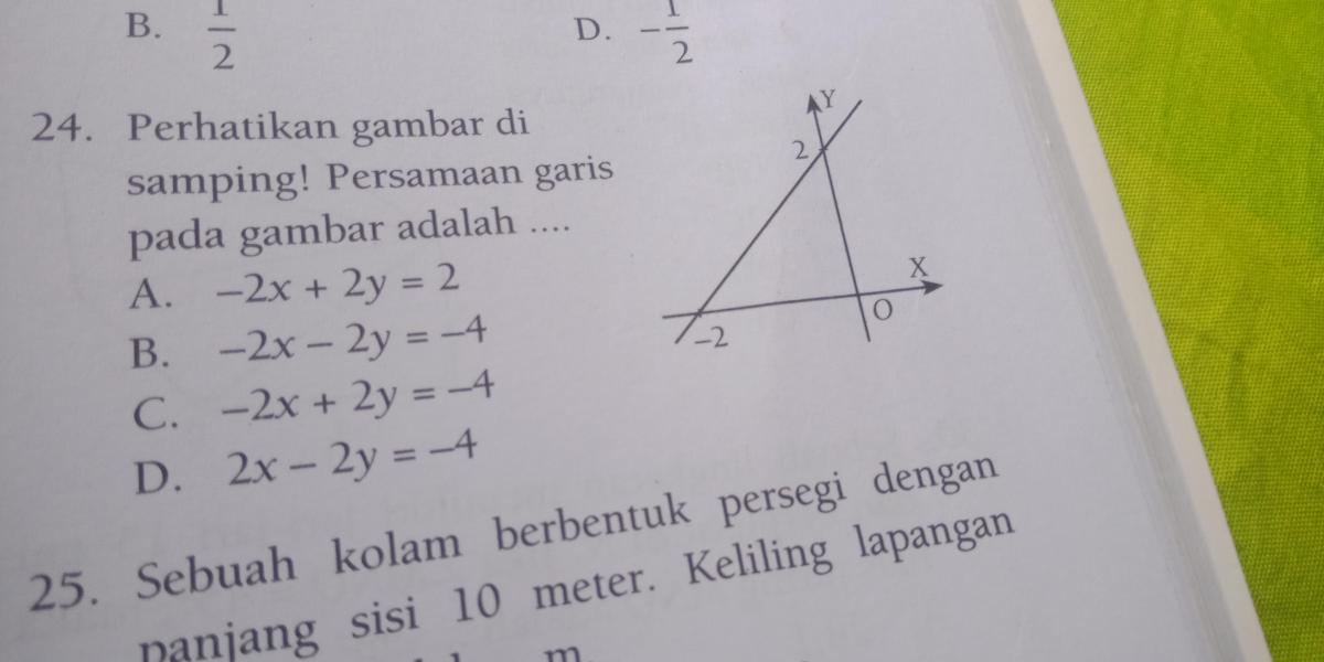 Perhatikan gambar! Persamaan garis d adalah