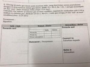 Hitung Klorin yang Diperlukan untuk Mengoksidasi 1,5 kg Ferrosulfat