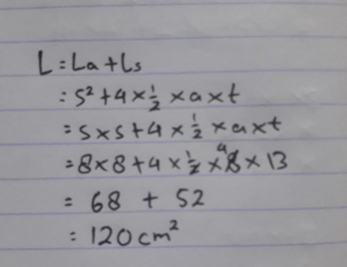 Menghitung Luas Limas Persegi Sisi 8 cm Tinggi 3 cm