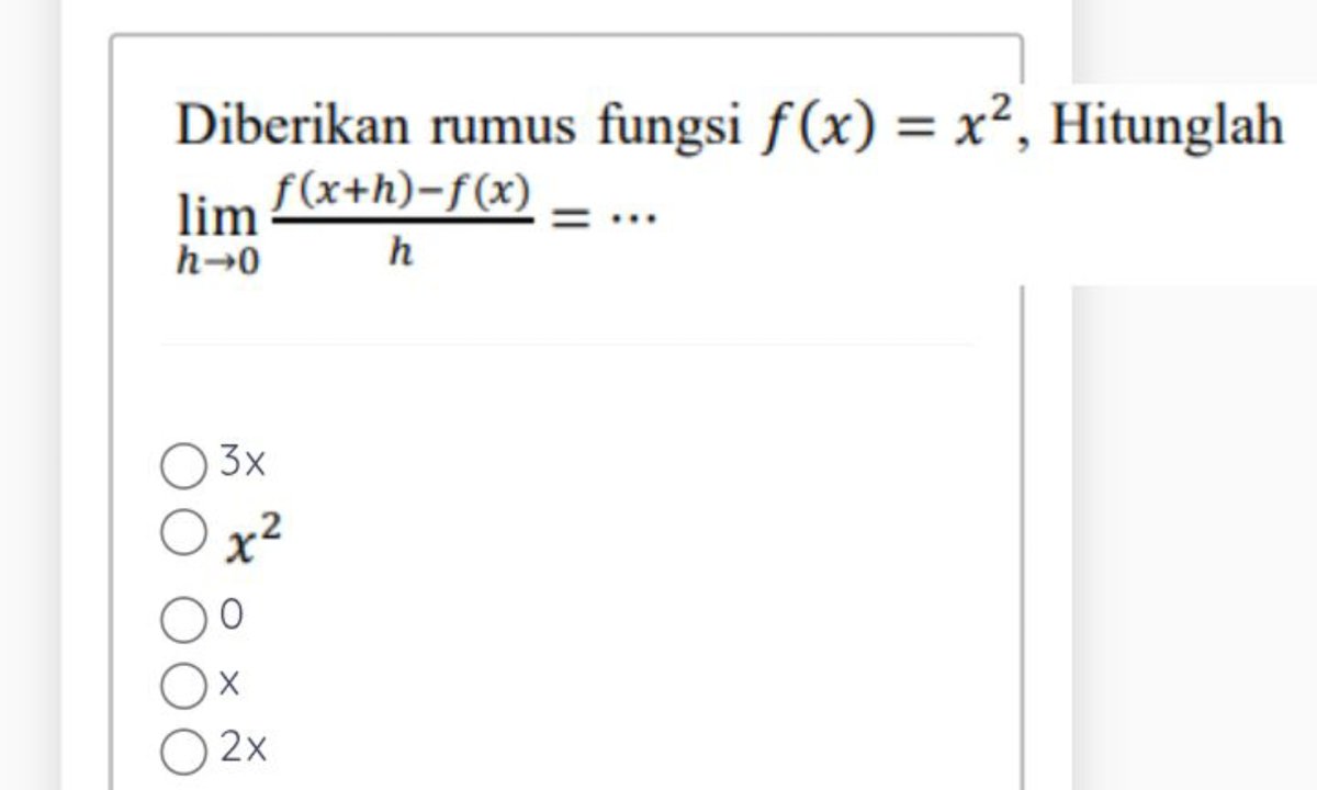 Fungsi h dinyatakan dengan rumus h(x) = ax + b. Jika h(5) = 16 dan h(4) = 11, nilai h(-1) adalah