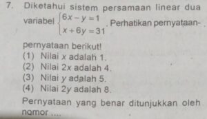 Menentukan nilai x dan y pada sistem persamaan linear 6x‑y=1, x+6y=31