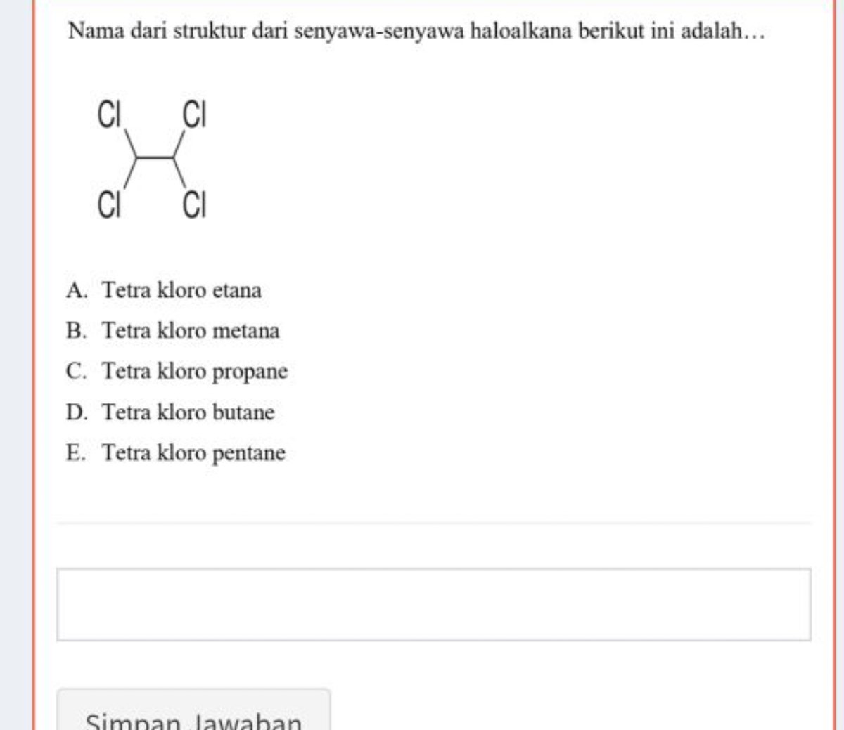 Nama struktur haloalkana kloroetena