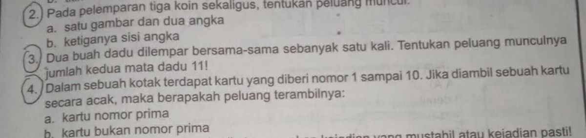 Peluang tiga koin 500 menghasilkan dua angka dan satu gambar