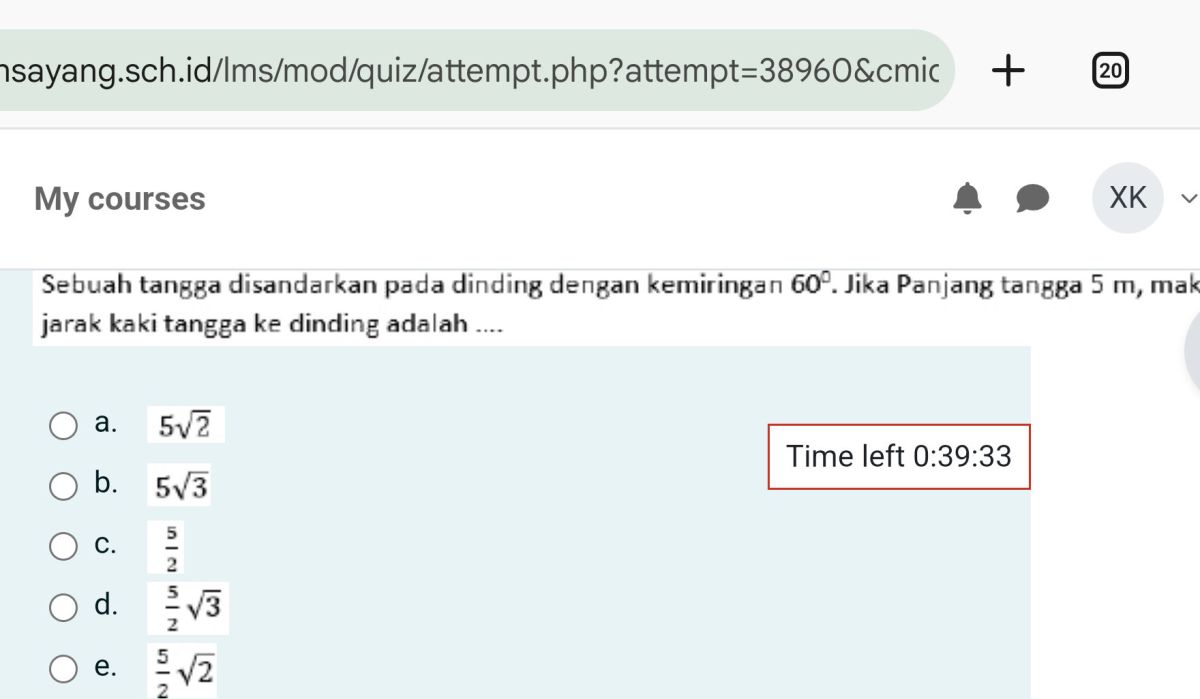 Menentukan Kemiringan Tangga yang Disandarkan pada Dinding