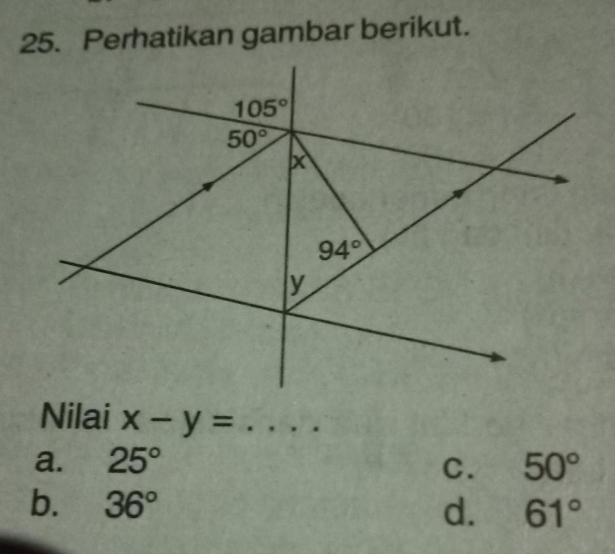 Perhatikan gambar. Tentukan nilai y! 794 36 502 453 25 172 203 y 158
