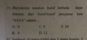 Banyaknya susunan kata dari huruf GALATAMA