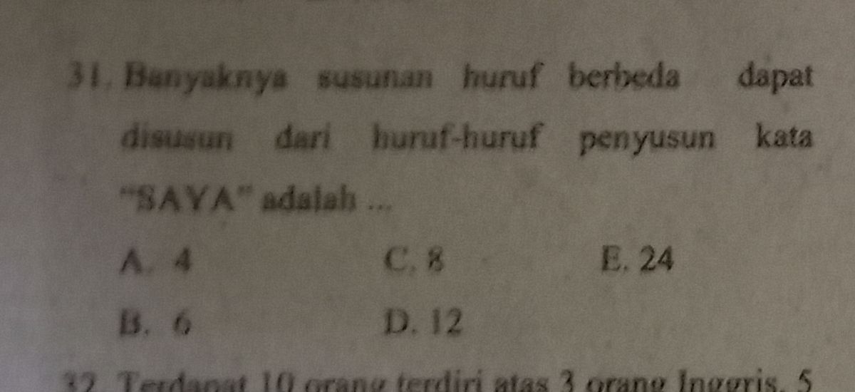 Banyaknya susunan kata dari huruf GALATAMA