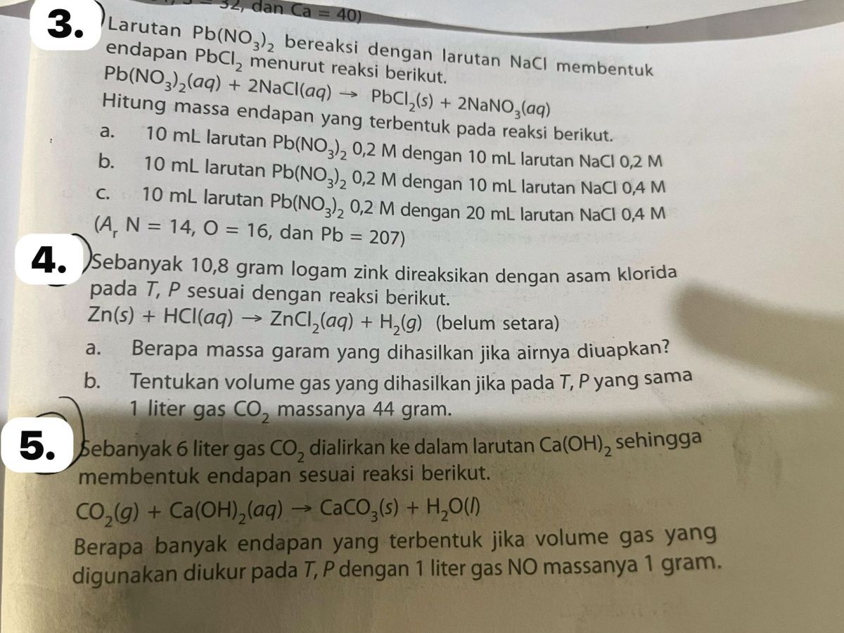 Gram NaCl Minimum untuk Endapan PbCl₂ dalam Larutan 0,8×10⁻³ M Pb(NO₃)₂ (2,08 L)