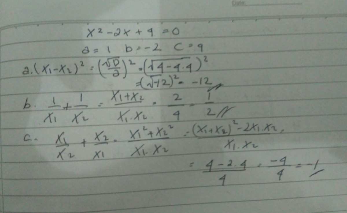 Menentukan x1 + x2 pada persamaan kuadrat dengan syarat x1x2 = 2(x1 + x2)