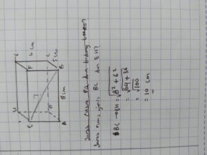 Jarak B ke G pada balok ab=8 cm, bc=4 cm, cg=3 cm