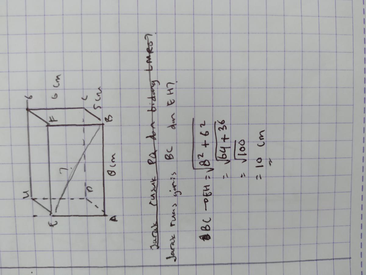 Jarak B ke G pada balok ab=8 cm, bc=4 cm, cg=3 cm