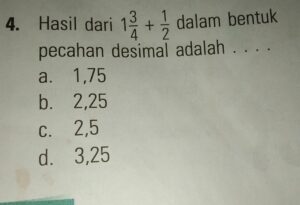 Hasil 1/4 ditambah 1/4