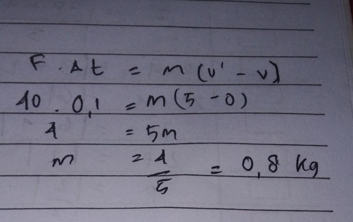 Waktu Kontak Kaki dengan Bola 1 kg Ditendang 50 N hingga 40 m/s