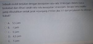 Waktu Tempuh 210 km dengan Kecepatan 60 km/jam, 2/7 Berkabut