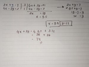 Nilai 2p − 7q dari Sistem Persamaan y=3x−1 dan 3x+4y=11