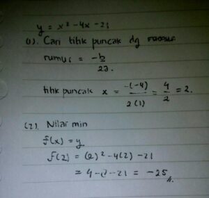 Fungsi kuadrat yang mempunyai nilai minimum 2 untuk x = 1 dan mempunyai nilai 3 untuk x = 2 adalah