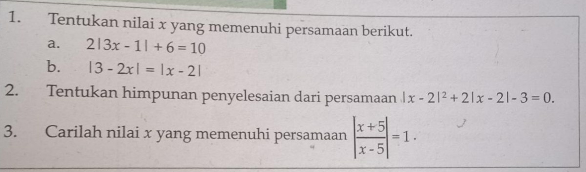 Penyelesaian dari 1/2 (3x - 6) = 2/3 (2x - 3) adalah