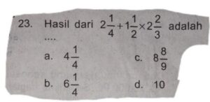 Hasil dari (2/3 + 1/4)/(2/3 - 1/4) adalah