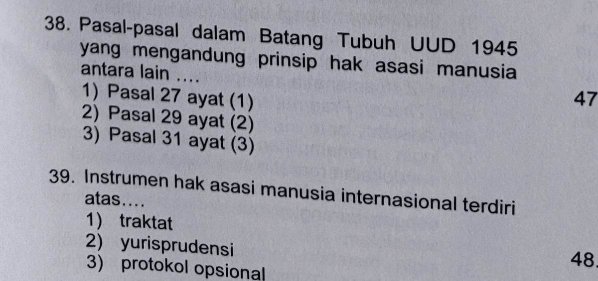 Pasal 27 Ayat 1‑3, Pasal 28 A‑J, Pasal 33 Ayat 1