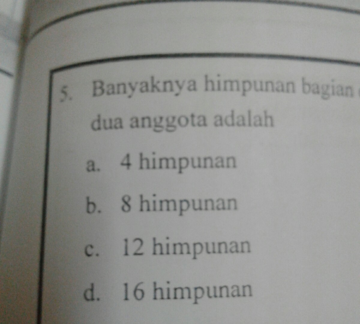 Banyak Himpunan Bagian R = {a,b,c,d,e}