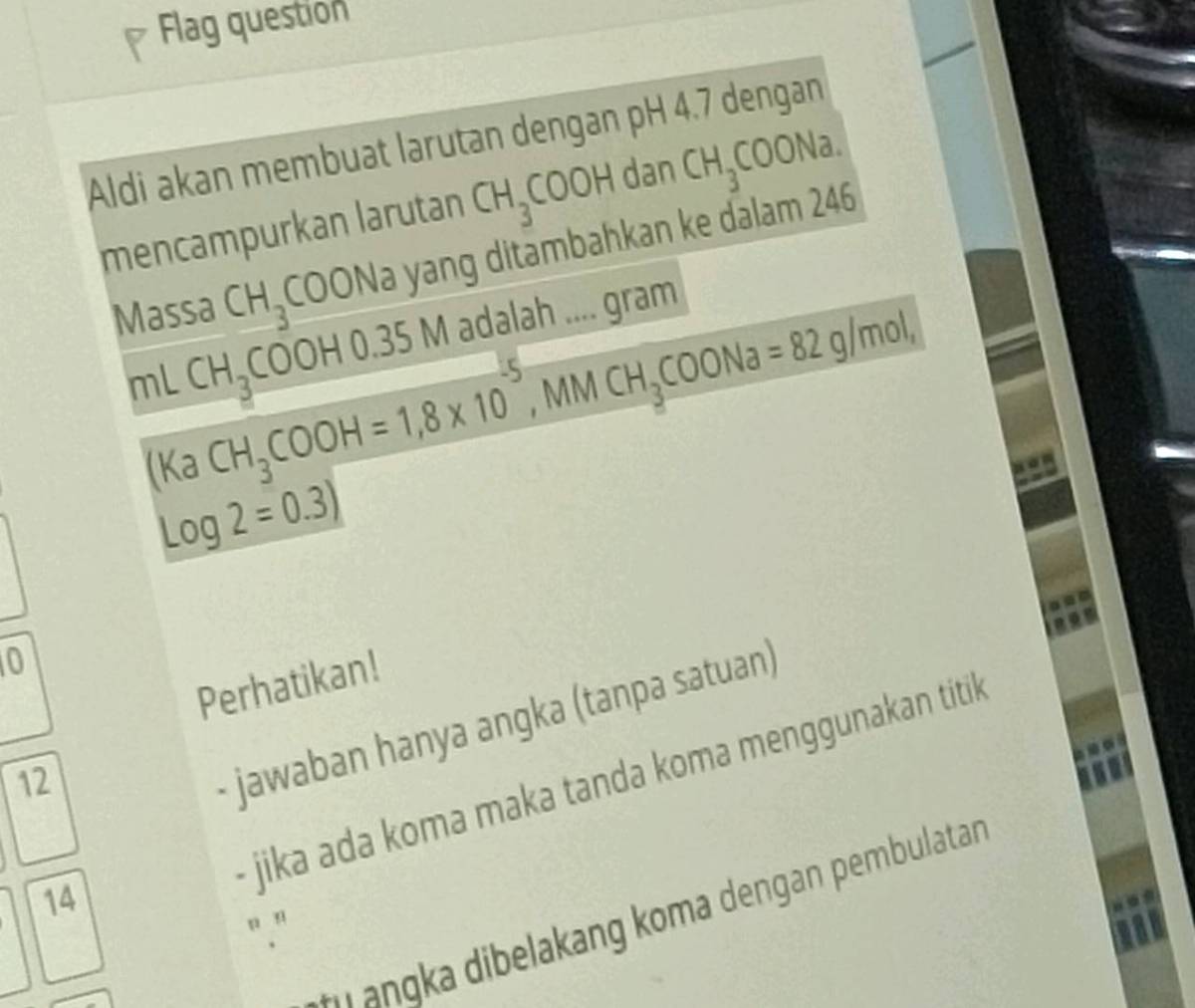 Mol CH3COONa untuk menggandakan pH larutan CH3COOH 0,1 M