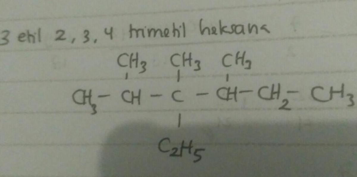 Rumus Struktur dan Senyawa Hidrokarbon 3‑Etil‑2,2‑Dimetilpentana