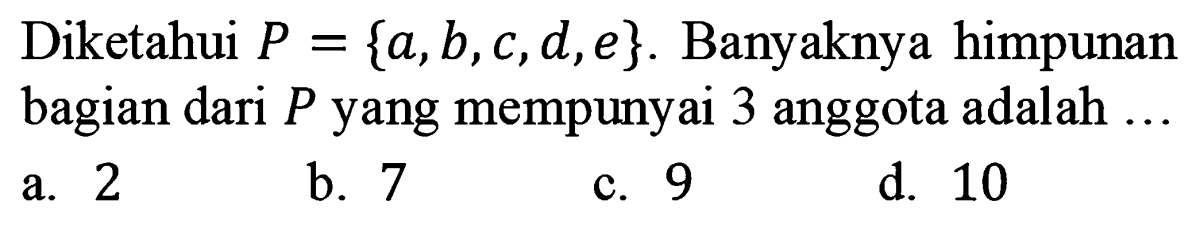 Banyaknya Himpunan Bagian dari Himpunan Konsonan Pembentuk Kata MERDEKA