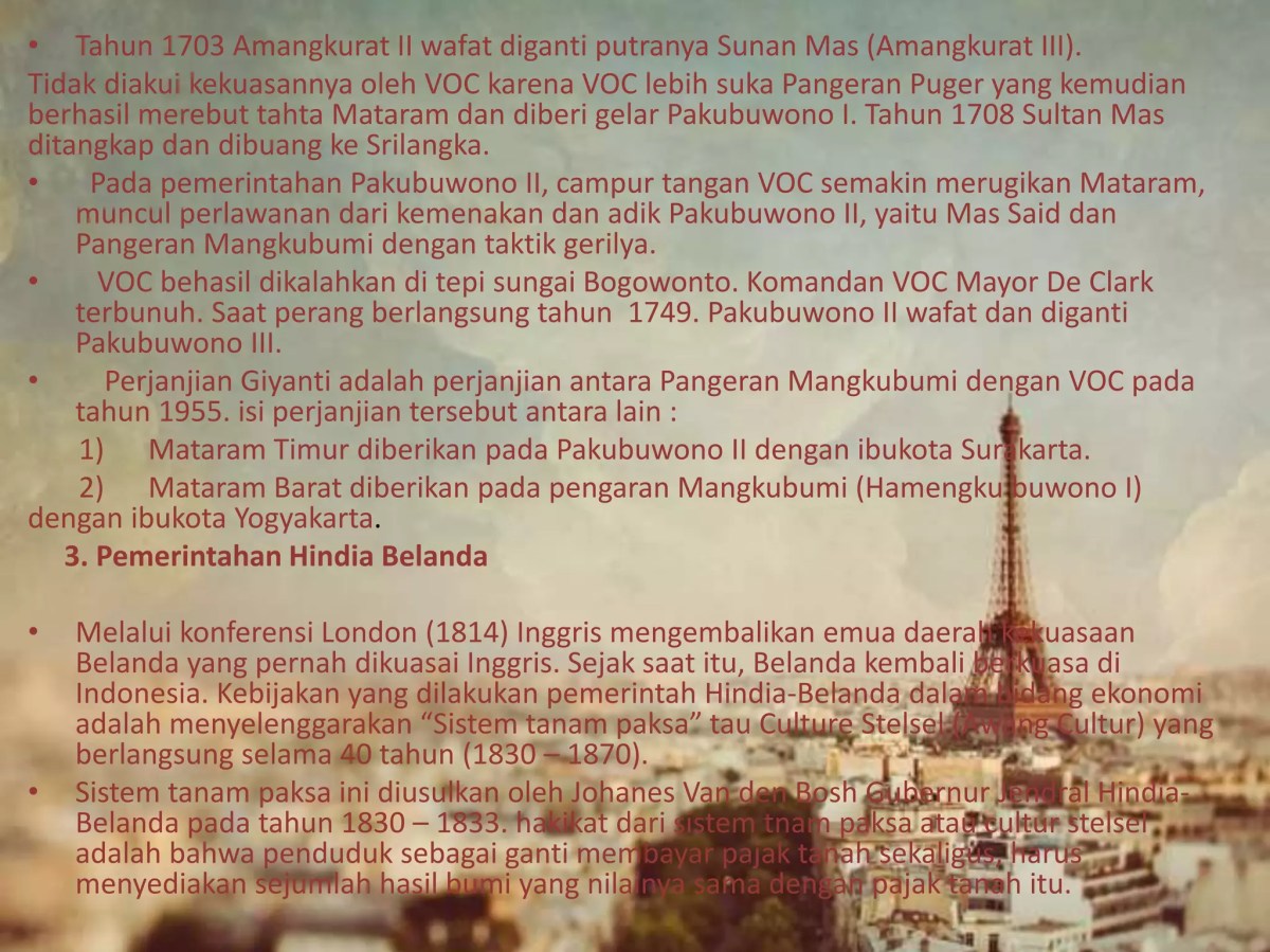 Belanda Menduduki Mataram Saat Dikuasai