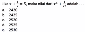 Jika h(x) = x/a + 5 dan h(a^2) = 12, maka nilai a =