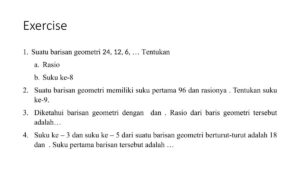 Suku pertama barisan geometri sama dengan 36 dan rasionya sama dengan 1/3, maka nilai 4 merupakan suku ke