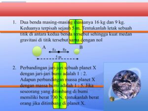 Titik Medan Gravitasi Nol Antara Massa 4 kg dan 9 kg