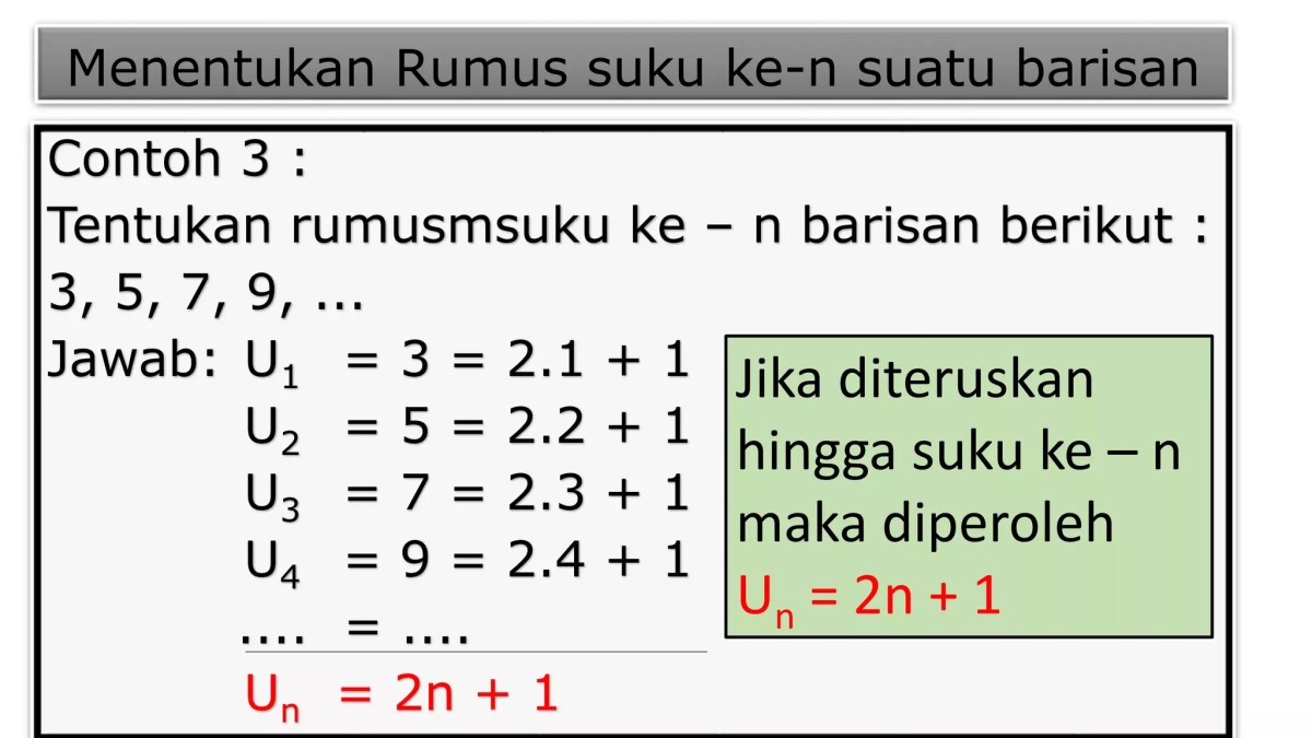 Rumus suku ke-n barisan bilangan 3,6, 12, 24, adalah