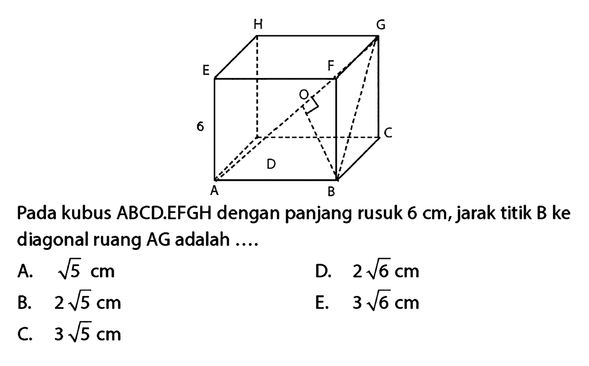 Panjang AG dan Volume Kubus ABCD.EFGH dengan AC 4√2
